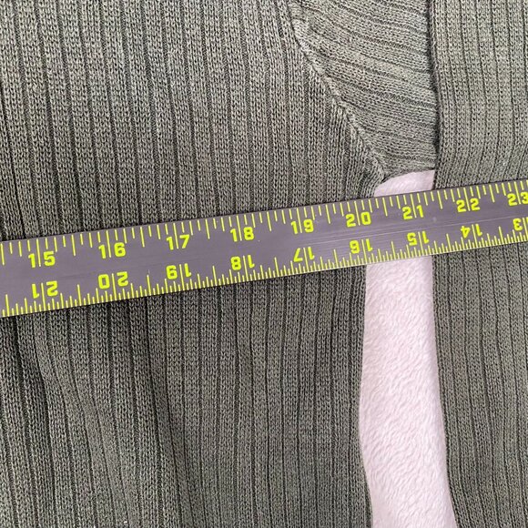 Fieldmaster Men's V-Neck Sweater L Green Ribbed Knit 100% Cotton - Picture 4 of 7